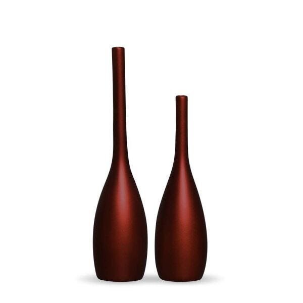 Vaso Para Mesa Decorativo De Cerâmica Dupla Tulipa Vinho Fosco Sensation - 1