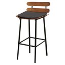 Ver imagem 1 de Banqueta Alta Costela Decorativa Assento em Tecido Linho - Cinza