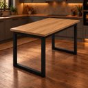 Ver imagem 1 de Mesa de Jantar Reforçada Industrial 150x80cm Tampo Marrom Pés Preto