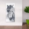 Quadro Cavalo Animais Artístico em Preto e Branco Design Vertical - 1