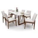 Ver imagem 4 de Mesa de Jantar Viena com Vidro Canto Garrafa Mmj-as As-castanho Claro/branco Laca 1,35m