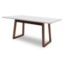 Ver imagem 1 de Mesa de Jantar Viena com Vidro Canto Garrafa Mmj-as As-castanho Claro/branco Laca 1,35m