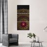 Quadro Conjunto Vertical Mandala Preto e Vermelho 3 Peças - 1