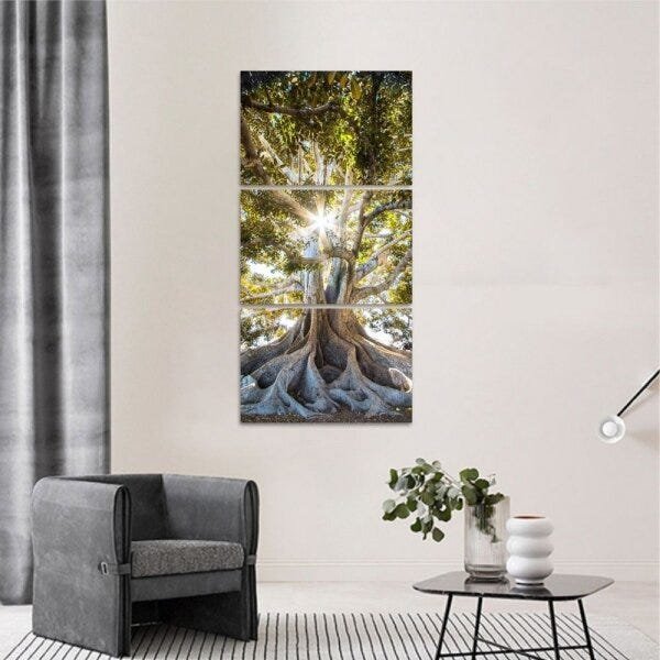 Quadro Árvore da Vida Vertical Natureza Raízes Paisagem - 3