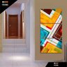 Quadro Abstrato Geométrico Vertical Para Sala Hall 3 Peças - 3