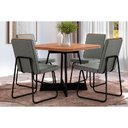 Ver imagem 1 de Conjunto: Mesa Sala Jantar Átria 1593 Aço C/ Tampo Madeirado 90x90cm e 4 Cadeiras Lira Preto/nogal