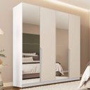 Ver imagem 1 de Guarda Roupa Casal 4 Portas e 4 Gavetas com Espelho 240847 Linha Porto Politorno Móveis