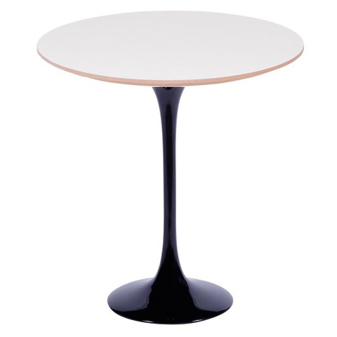Mesa Saarinen Lateral Oval Fórmica Branca 57x38cm - Base Preta