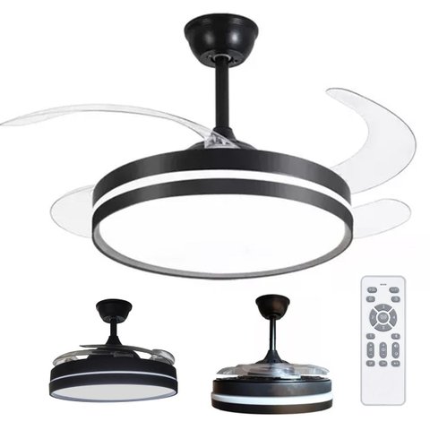 Ventilador de Teto Grande Luz Led 3 em 1 Lampada Controle Remoto Pa Retratil Casa Trabalho Moderno S
