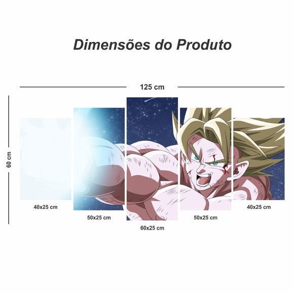 Quadro decorativo Dragon Ball Goku Para Quarto 125x60 - 5