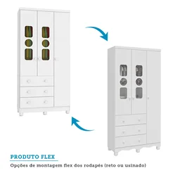 Guarda Roupa Infantil 3 Portas com Janela 3 Gavetas em MDF Tedy Móveis Peroba - 6 Guarda Roupa Infantil 3 Portas com Janela 3 Gavetas em MDF Tedy Móveis Peroba - 6
