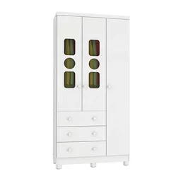 Guarda Roupa Infantil 3 Portas com Janela 3 Gavetas em MDF Tedy Móveis Peroba - 3 Guarda Roupa Infantil 3 Portas com Janela 3 Gavetas em MDF Tedy Móveis Peroba - 3