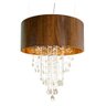 Lustre Pendente Redondo Cristal e Madeira 80cm - 1