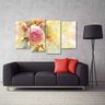 Quadro Decorativo Rosa Flor Sala Mosaico Em Tecido 4 Peças 1 - 3
