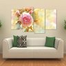 Quadro Decorativo Rosa Flor Sala Mosaico Em Tecido 4 Peças 1 - 2