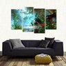Quadro Paisagem Artístico Pavão Sala Em Tecido 4 Peças 1 - 3