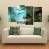 Quadro Paisagem Artístico Pavão Sala Em Tecido 4 Peças 1 - 2