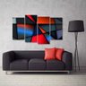 Quadro Abstrato Formas Geométricas Escritório Tecido 4 Peças - 1