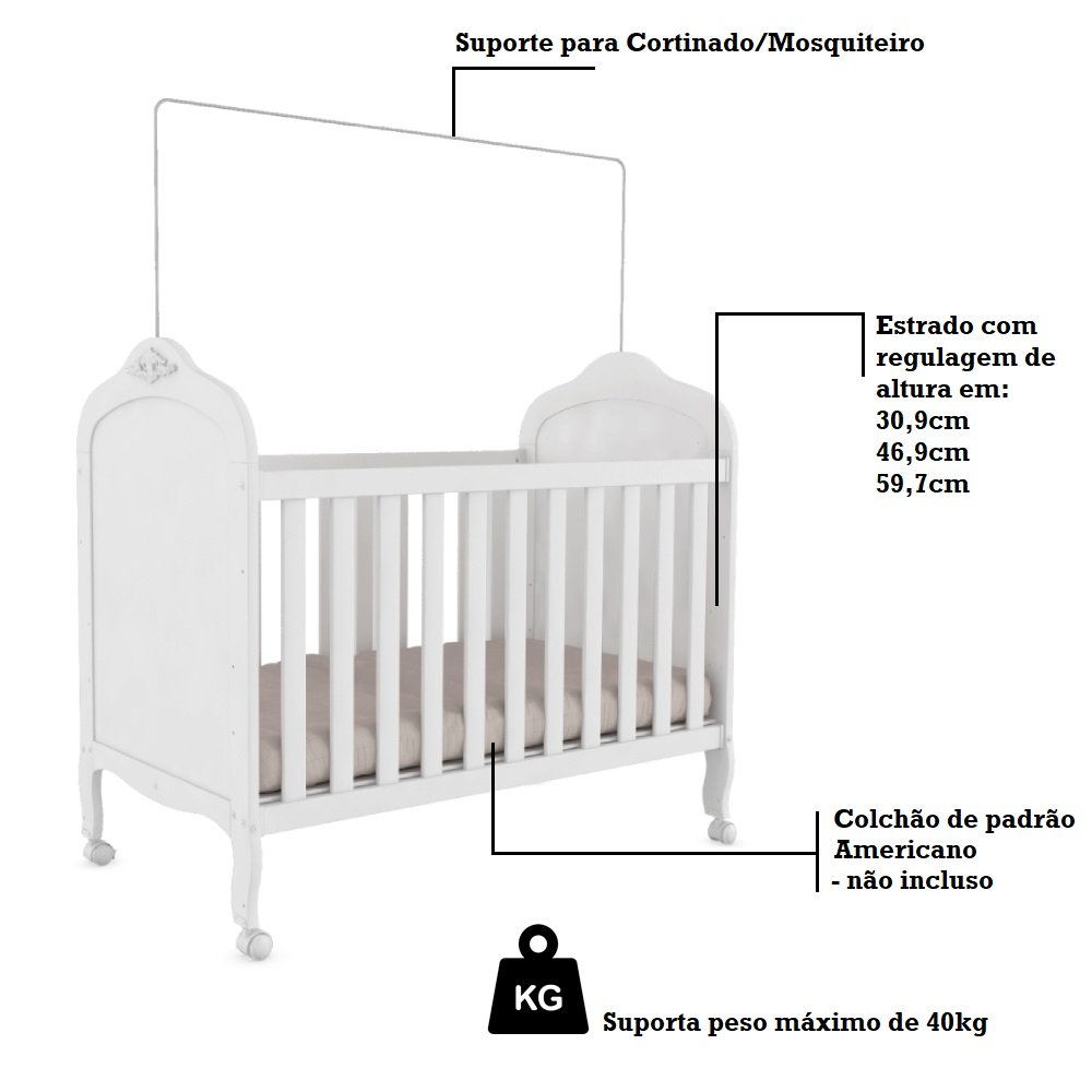 Berço Mini Cama 3 em 1 100% MDF Maya Espresso Móveis - 5