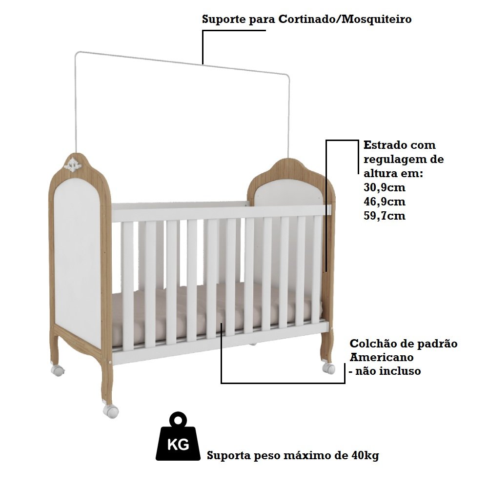 Berço Mini Cama 3 em 1 100% MDF Maya Espresso Móveis - 5