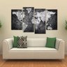 Quadro Decorativo Mapa Mundi Preto E Branco Tecido 4 Peças 1 - 3