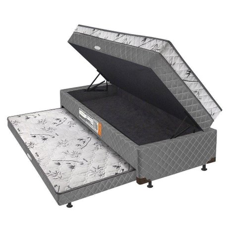 Bibox Solteiro com Espuma Nas Duas Camas, Baú e Auxiliar 5cm