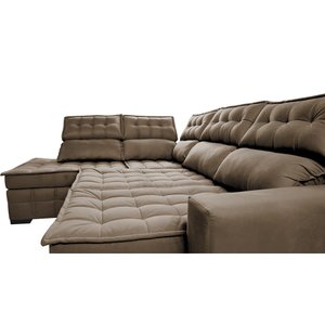 Sofá de Canto Esquerdo 2,65x2,30m Retrátil e Reclinável com Molas Ensacadas Cama inBox Nobre
