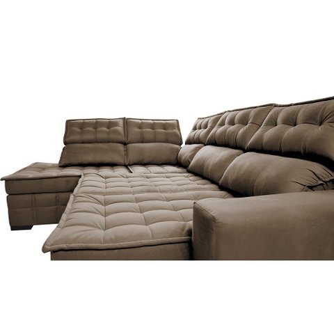 Sofá de Canto Esquerdo 2,65x2,30m Retrátil e Reclinável com Molas Ensacadas Cama inBox Nobre