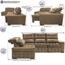 Ver imagem 3 de Sofá de Canto Esquerdo 2,65x2,30m Retrátil e Reclinável com Molas Ensacadas Cama inBox Nobre