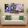 Quadro Times Square Paisagem Noturna Em Tecido 4 Peças - 2