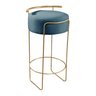 Banqueta Olivia em Linho e Base Metal Dourado Agarb Decor:linho Azul - 1