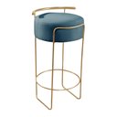 Ver imagem 1 de Banqueta Olivia em Linho e Base Metal Dourado Agarb Decor:linho Azul