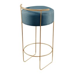 Banqueta Olivia em Linho e Base Metal Dourado Agarb Decor:linho Azul - 3