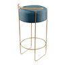 Banqueta Olivia em Linho e Base Metal Dourado Agarb Decor:linho Azul - 3