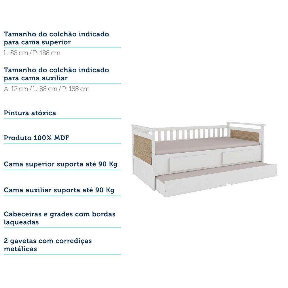 Bicama Infantil Babá com 2 Gavetas em MDF Lipe Bibox Móveis Peroba - 5