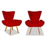 Kit 2 Poltrona Cadeira Decorativa Nathy Corano Vermelho Pés Palito para Recepção Sala de Estar Consu - 1