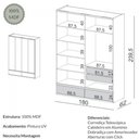 Ver imagem 2 de Guarda Roupa Roupeiro 4 Portas 4 Gavetas 6 Prateleiras W320 Freijó Off White Dalla Costa