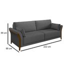 Ver imagem 4 de Sofá Living 3 Lugares 222cm Pés Madeira Roya M22 Linho Cinza Escuro - Mpozenato