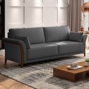 Ver imagem 2 de Sofá Living 3 Lugares 222cm Pés Madeira Roya M22 Linho Cinza Escuro - Mpozenato