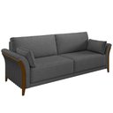 Ver imagem 1 de Sofá Living 3 Lugares 222cm Pés Madeira Roya M22 Linho Cinza Escuro - Mpozenato
