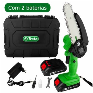 Mini Motosserra Elétrica Portátil 21v C/2 Baterias Lítio Tser21