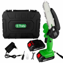 Mini Motosserra Elétrica Portátil 21v C/2 Baterias Lítio Tser21 - 2