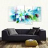 Quadro Decorativo Flor Azul Mosaico Em Tecido 4 Peças 1Resul - 1