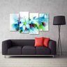 Quadro Decorativo Flor Azul Mosaico Em Tecido 4 Peças 1Resul - 3