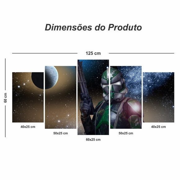 Quadro Star Wars Filmes Mosaico 5 Peças decorativo 2 - 4