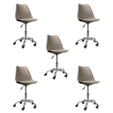 Ver imagem 1 de Cadeira Office Base Cromada Oficial com Rodízio Giratória Saarinen - Bege - 5