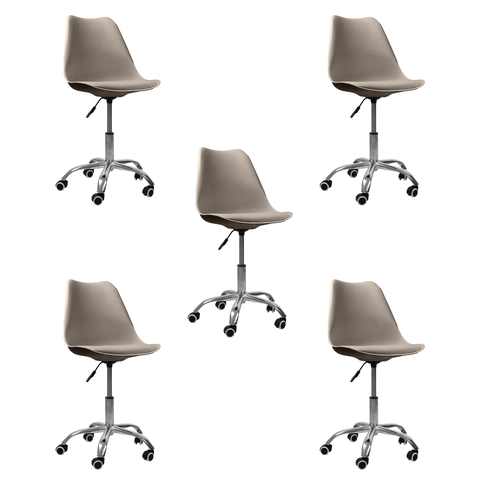 Cadeira Office Base Cromada Oficial com Rodízio Giratória Saarinen - Bege - 5