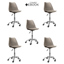 Ver imagem 2 de Cadeira Office Base Cromada Oficial com Rodízio Giratória Saarinen - Bege - 5