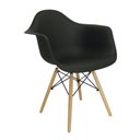 Ver imagem 1 de Cadeira Charles Eames Eiffel Design Wood com Braço - Preto