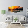 Quadro decorativo Plantas Lago Pôr do Sol Conjunto 5 Peças - 1